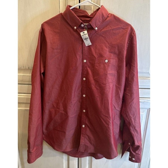 Express Other - NWT’s Mens Express Fitted Large Red Button Up Long Sleeve Dress‎ Shirt